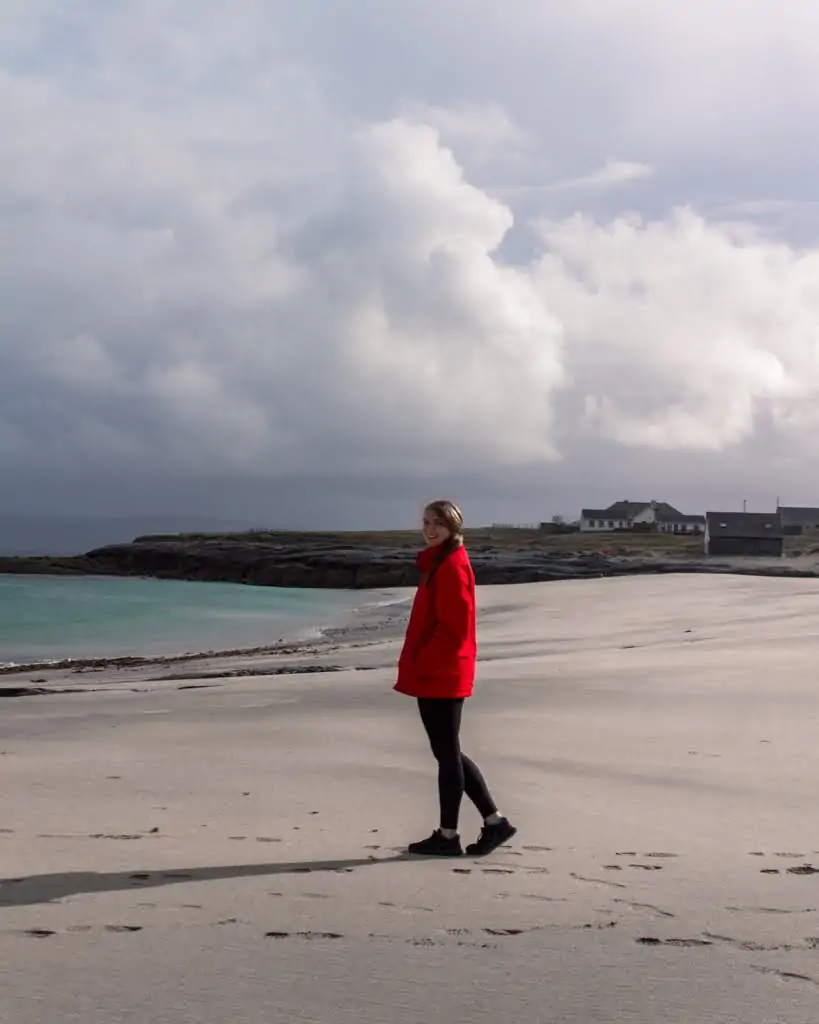 White sand beach on the Aran Islands in Ireland. 