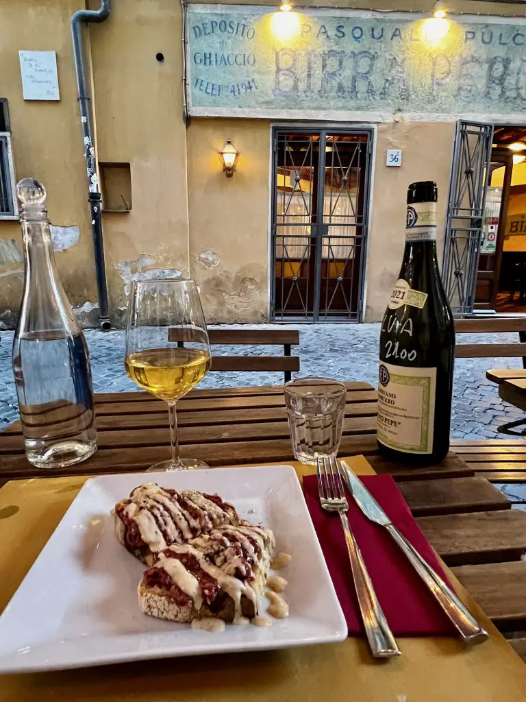Dinner at La Barrique in Monti, Rome, Italy.