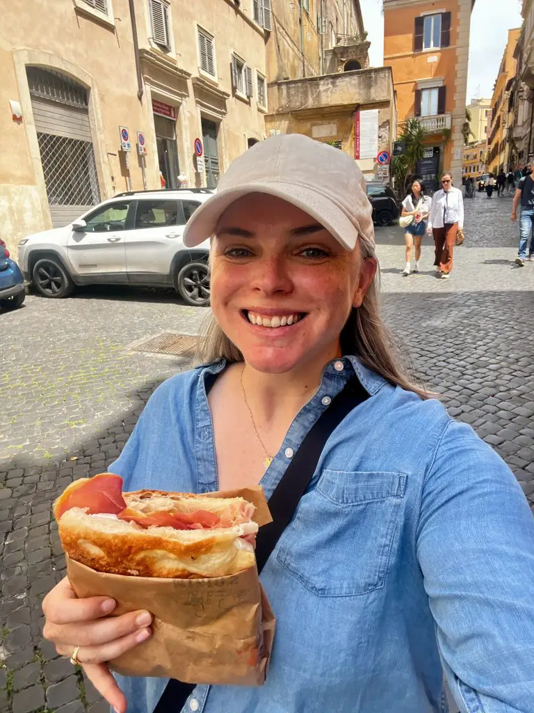 Mizio's Street food sandwich in Monti, Rome, Italy.
