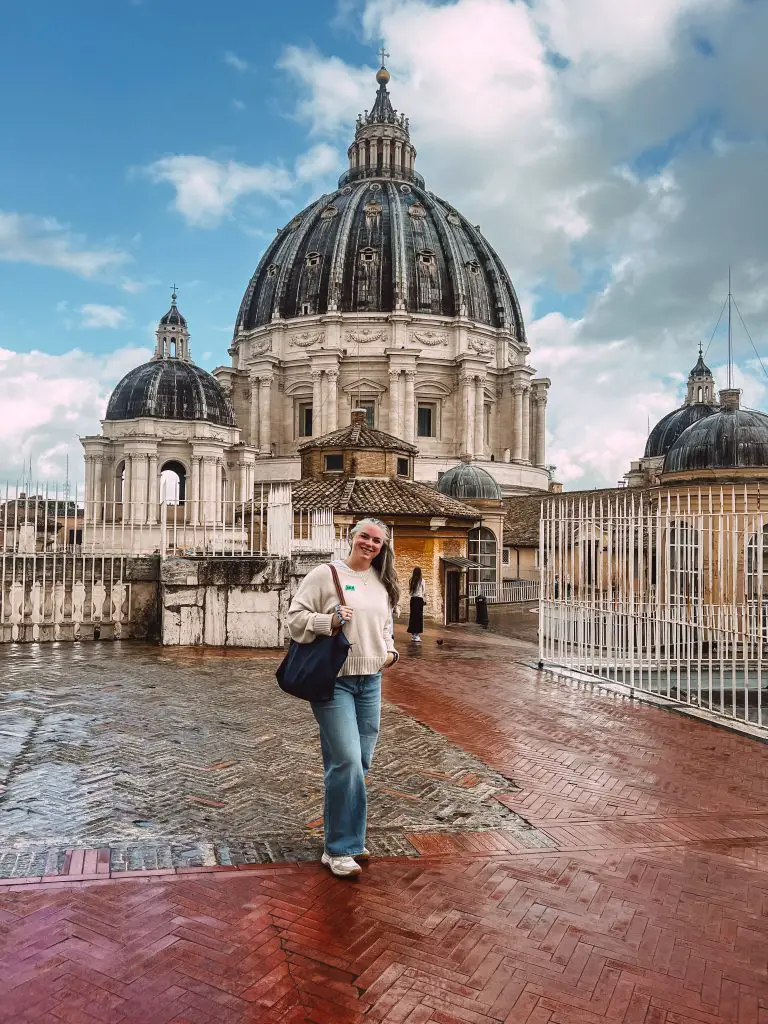Standing on the rooftop of St. Peter's Basilica in Rome, Italy.