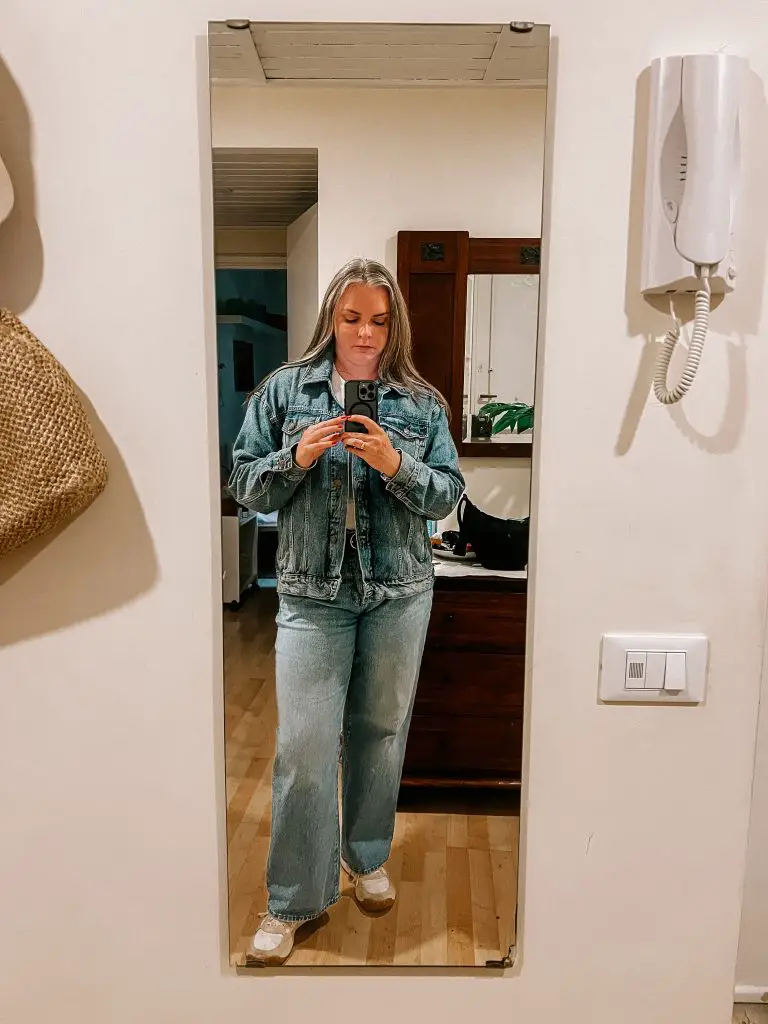 Denim on denim moment in Rome, Italy.