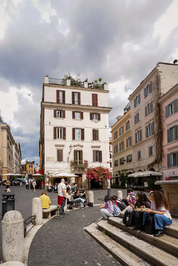 Main square in Monti, Rome, Italy.