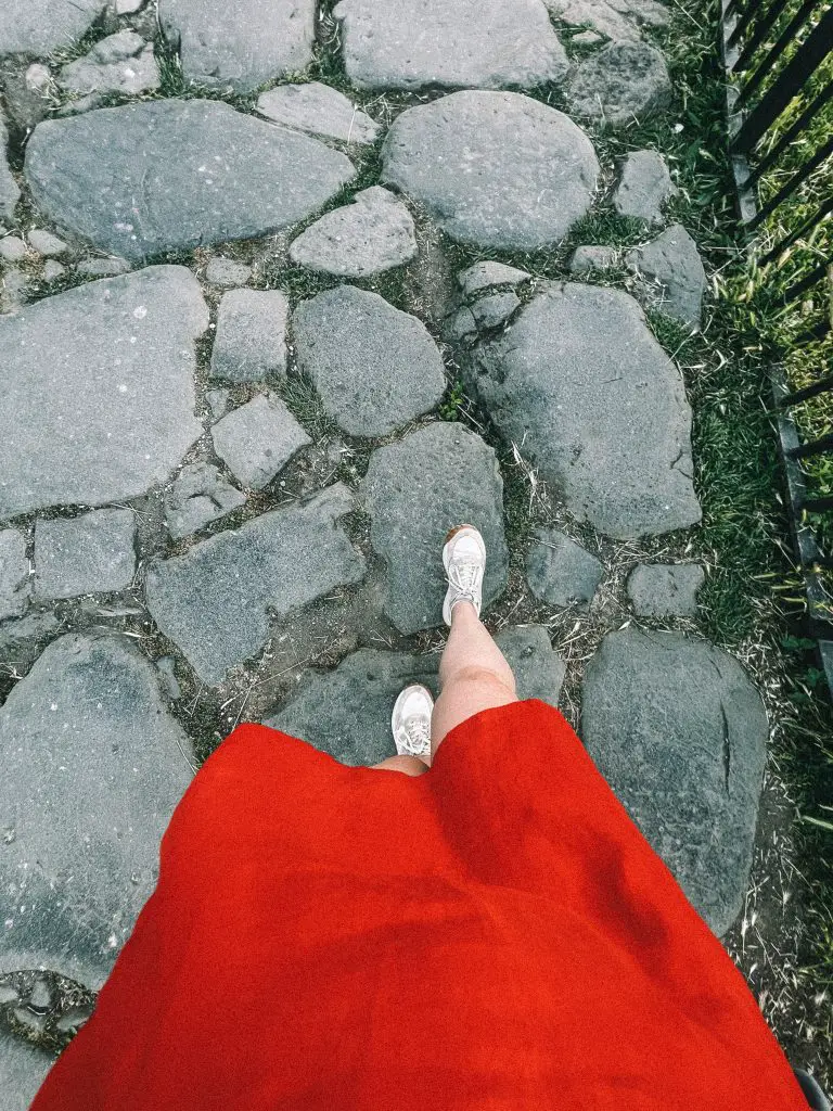 Walking on Via Sacra in the Roman Forum, Rome, Italy.