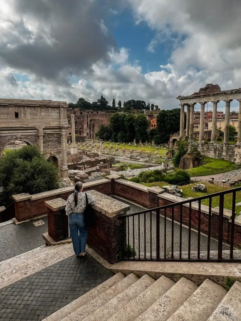 Overlooking the Roman Forum in Rome Italy.