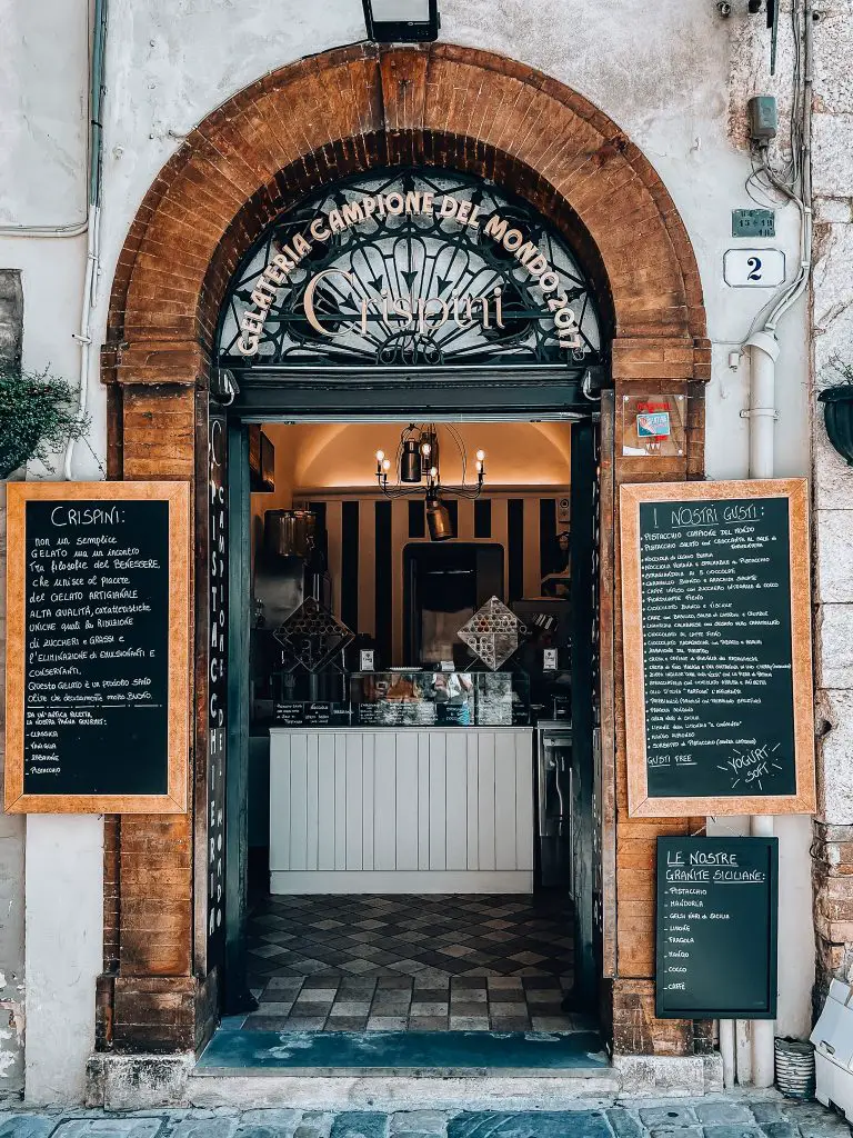 Crispini Gelateria in Spoleto, Italy.