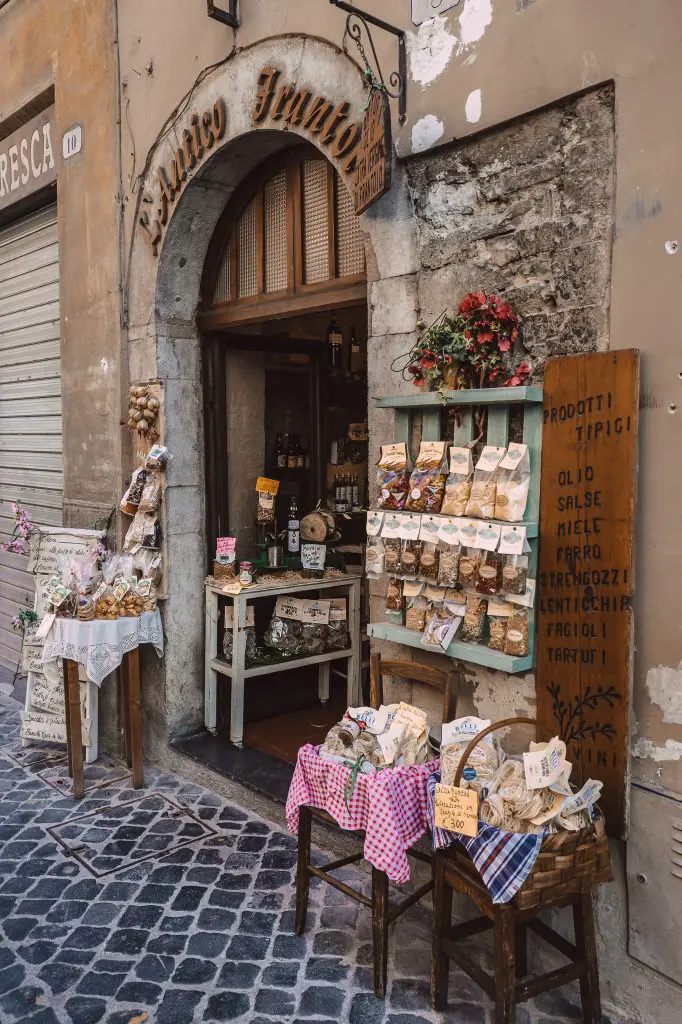 Souvenir shop in Spoleto, Italy.