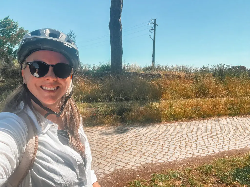 Riding the Appian Way in Rome, Italy.