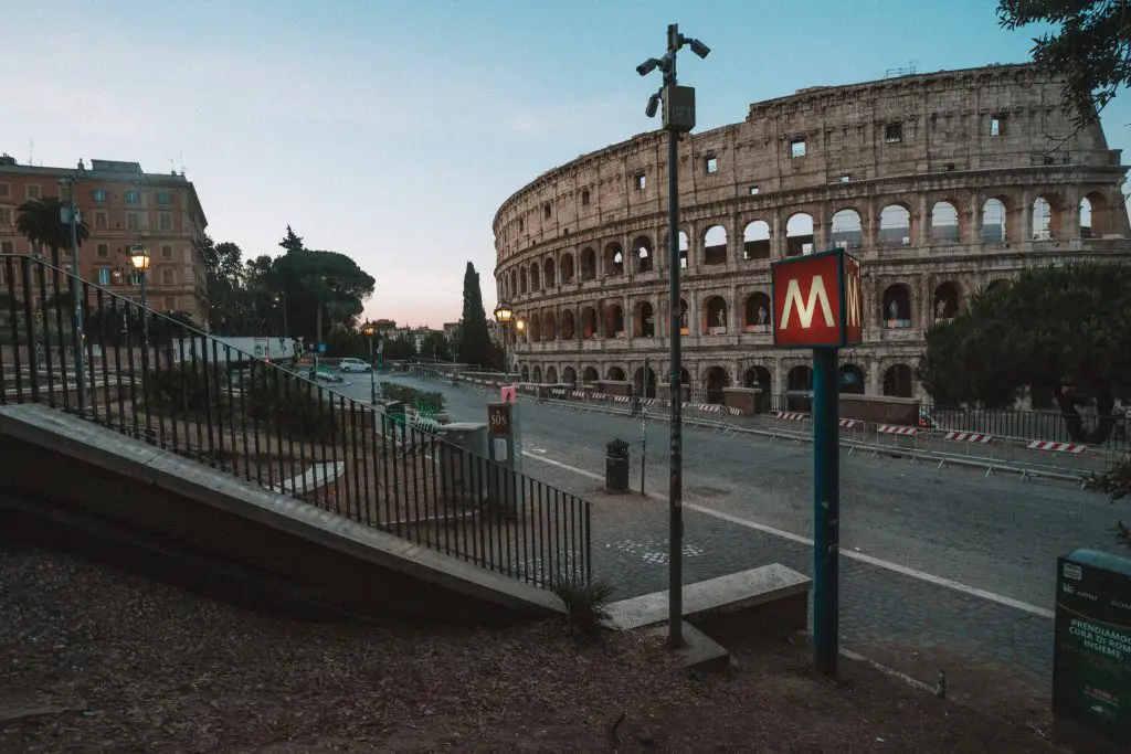 Colosseum metro stop in Rome, Italy.
