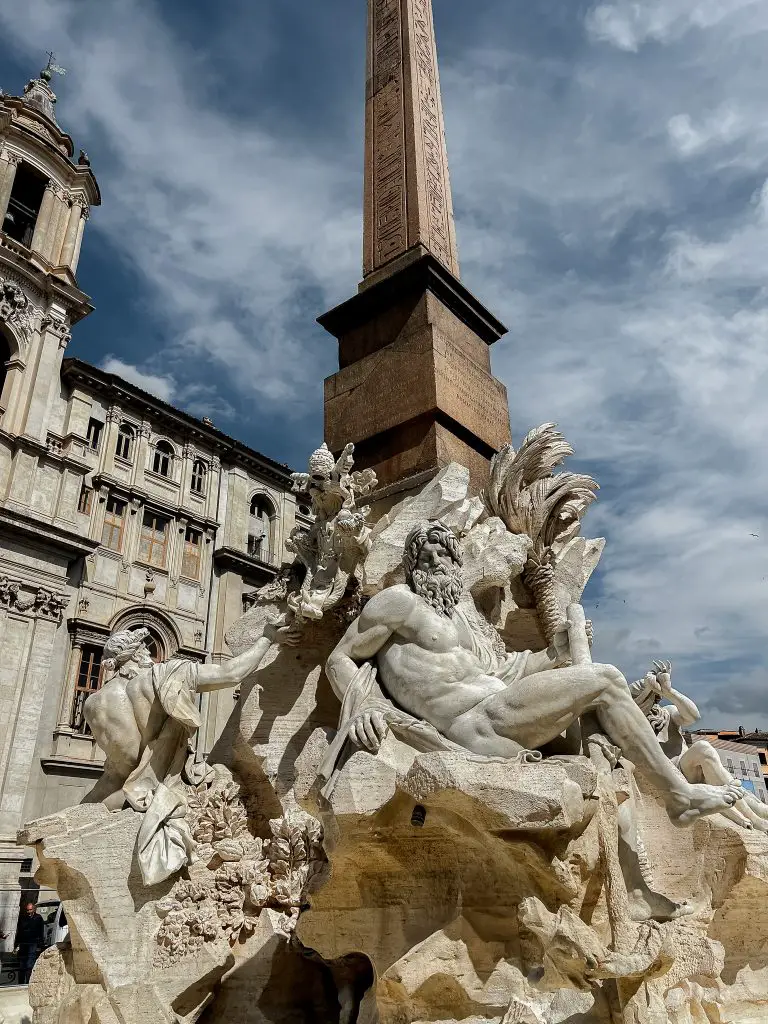 Fountain of the Four Rivers, Piazza Navona, Rome, Italy.