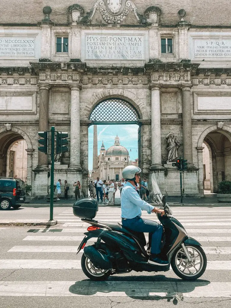 Piazza del Popolo entrance in Rome, Italy.