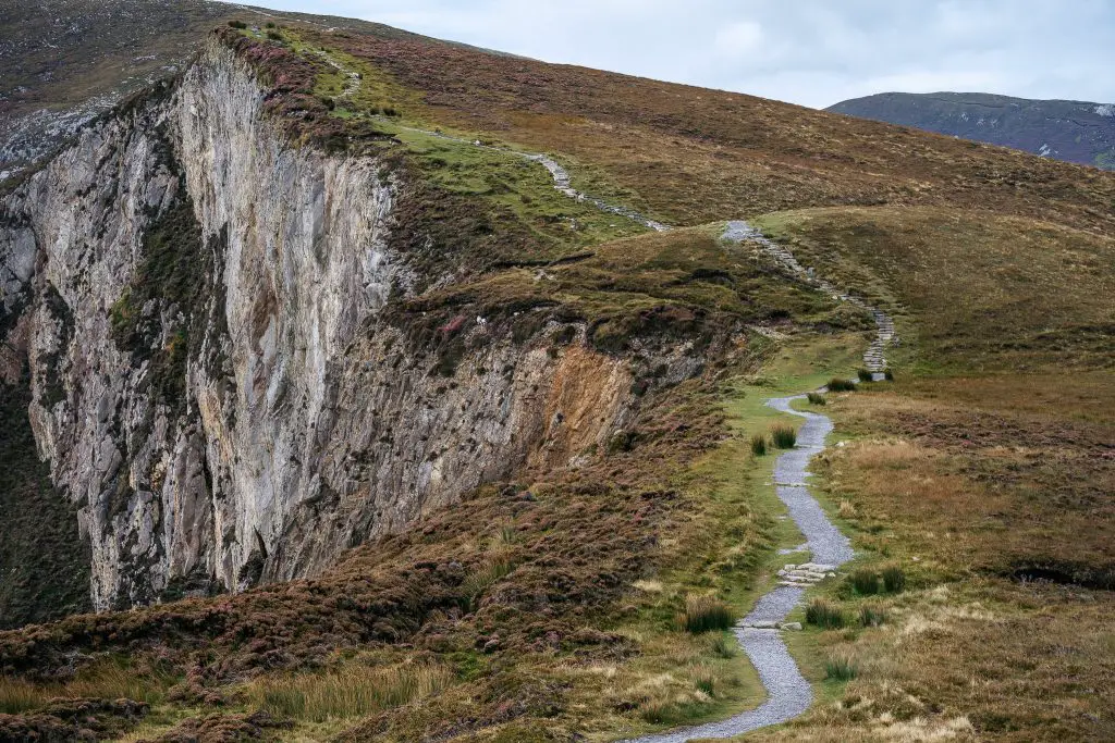 Trail for the Slieve League Cliffs hike in Donegal, Ireland.