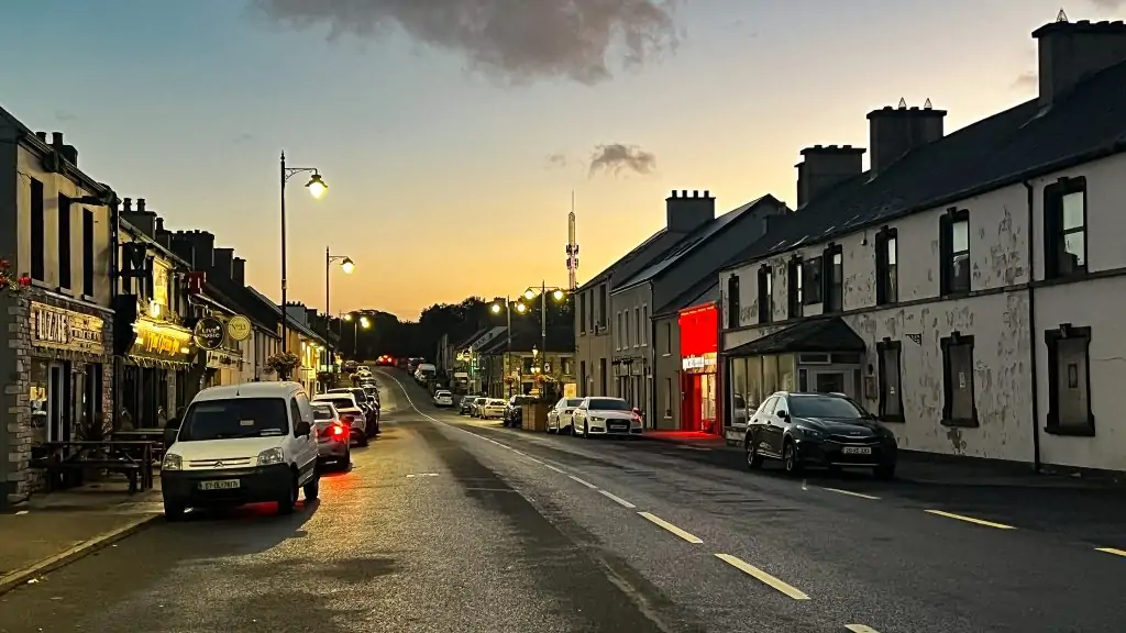 Dunfanaghy main street at night.