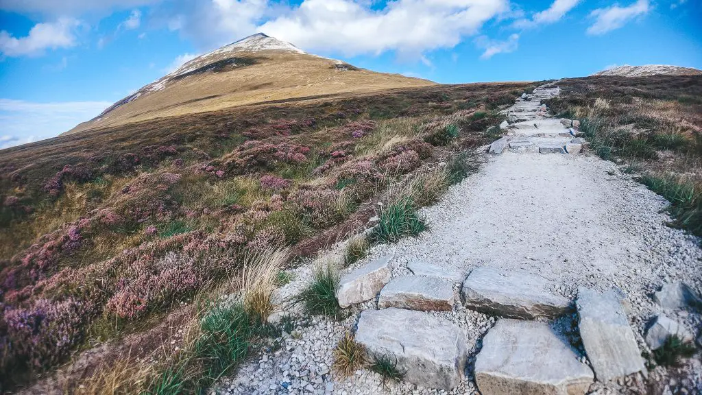 Hiking Mount Errigal, County Donegal, Ireland.