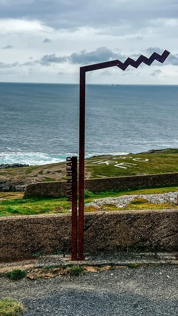 Malin Head Wild Atlantic Way Sign in Donegal, Ireland.