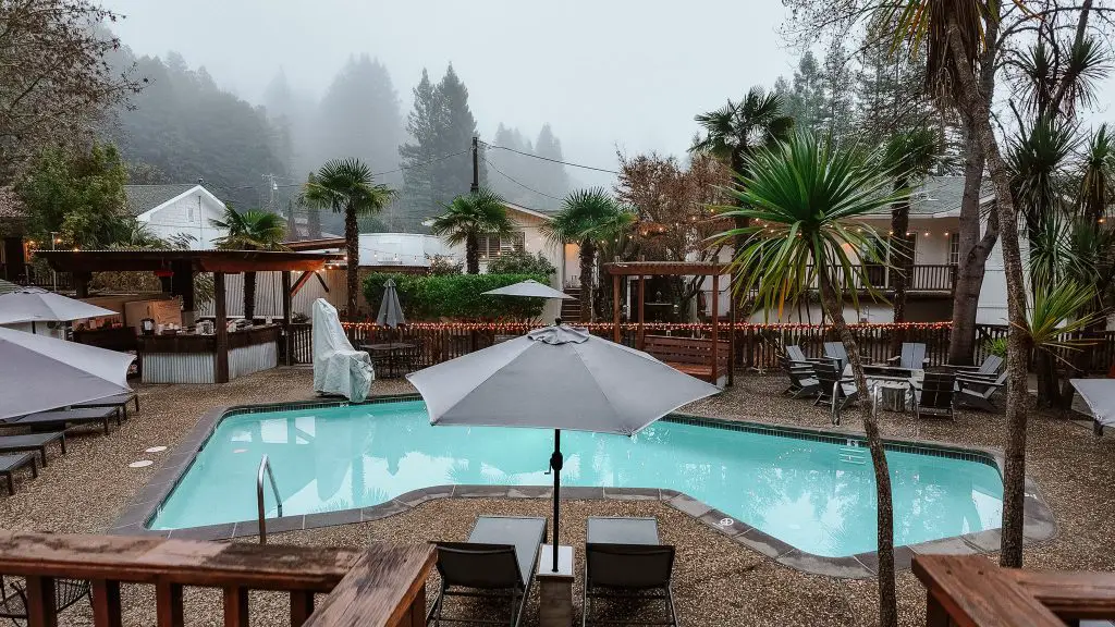 Outdoor pool at Boon Hotel + Spa in Guerneville, California.