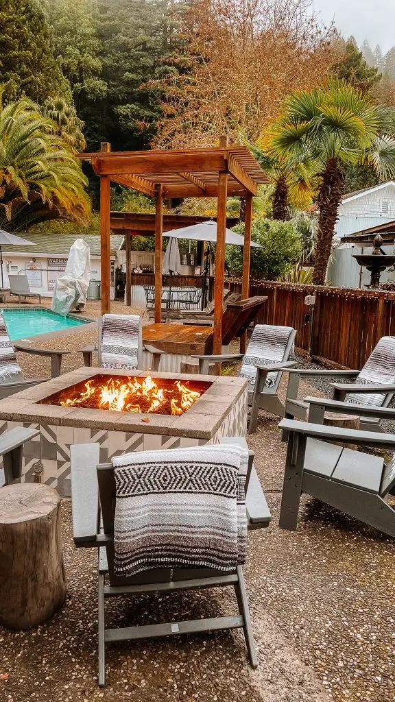 Fire Pit at Boon Hotel + Spa in Guerneville, California.
