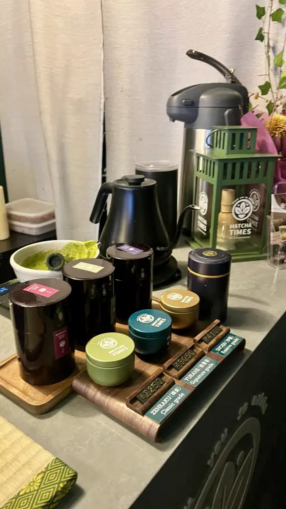Matcha tins at Matcha Times in Tokyo, Japan.