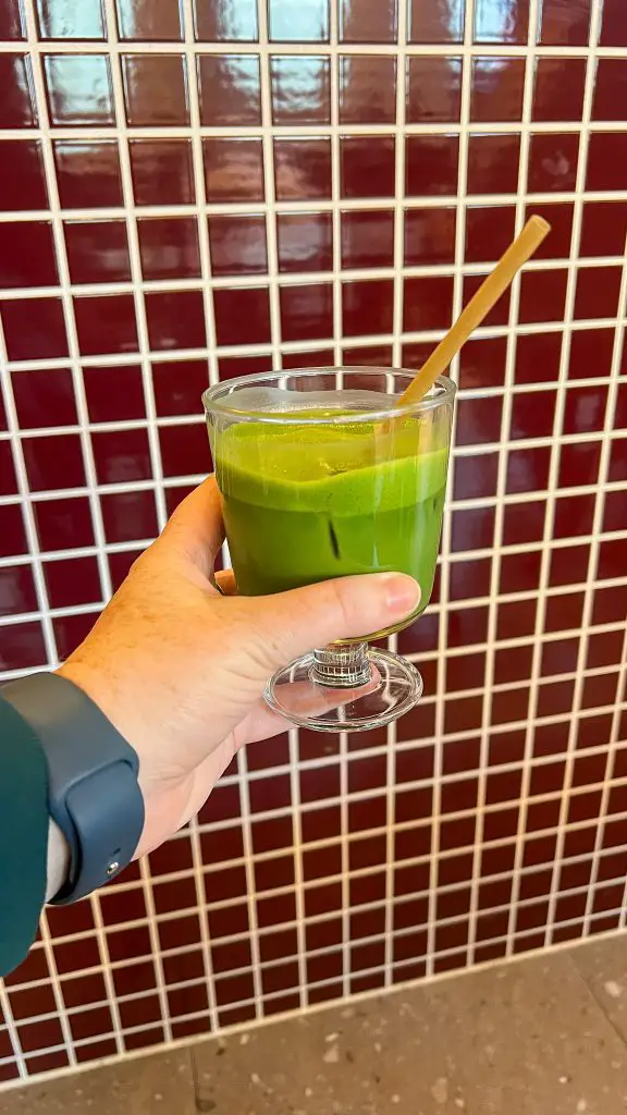 Matcha latte in Tokyo, Japan.