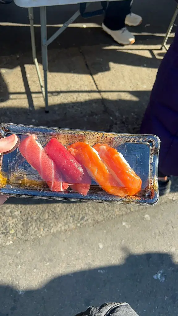 Sushi from Tsukiji Fish Market in Tokyo, Japan.