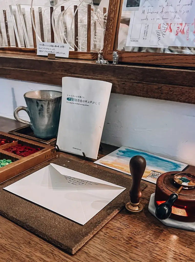 Futo Cafe letter writing in Tokyo, Japan.