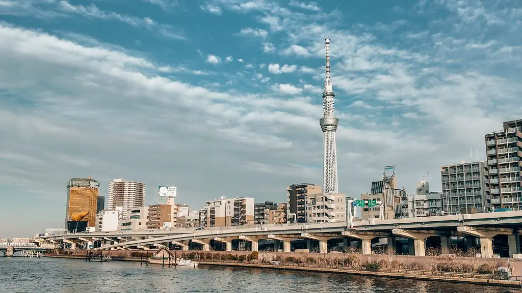 Tokyo SkyTree and the Sumida River in Tokyo, Japan.