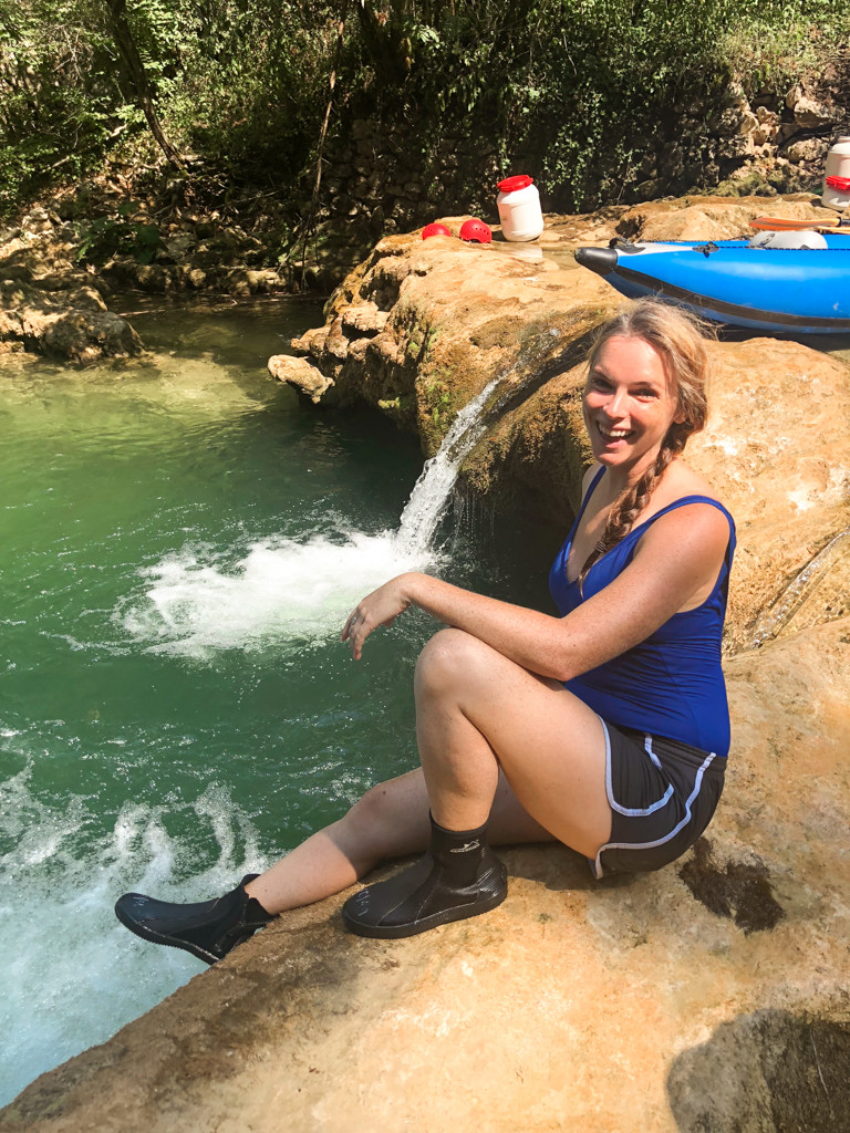 Katie on a kayaking tour in Croatia.