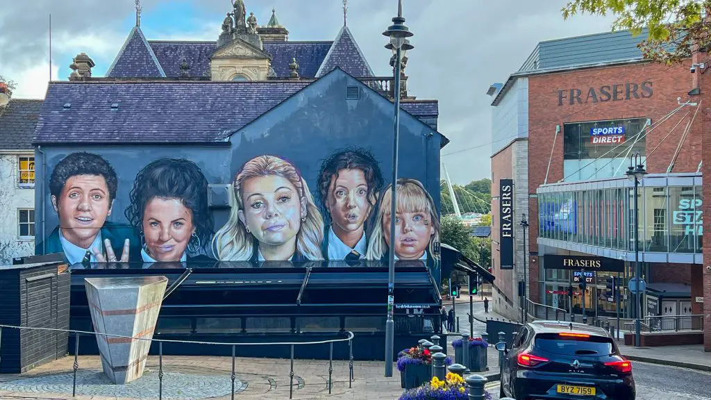 Derry Girls mural in Derry, Ireland.