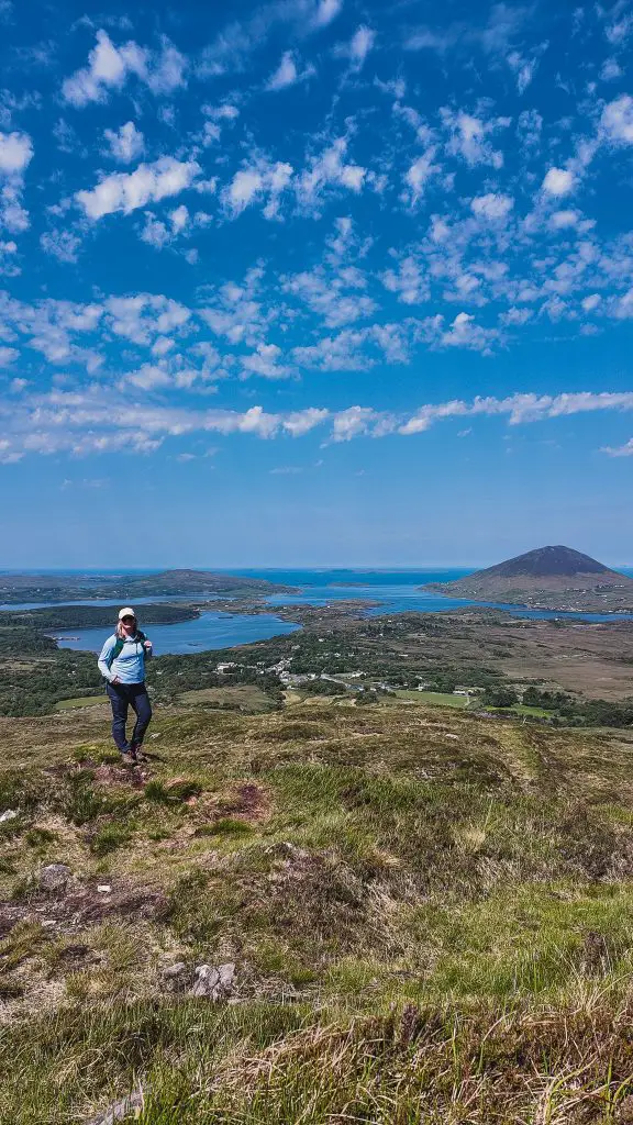 Me overlooking the Connemara landscape on the Diamond Hill hike in Ireland.