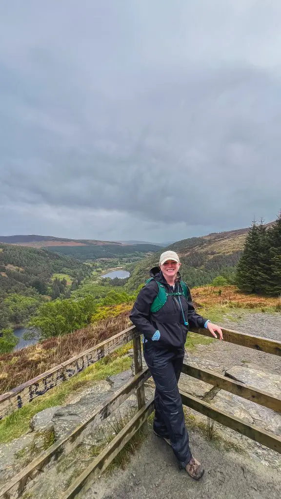 Katie standing at overlook in Glendalough National Park, Ireland