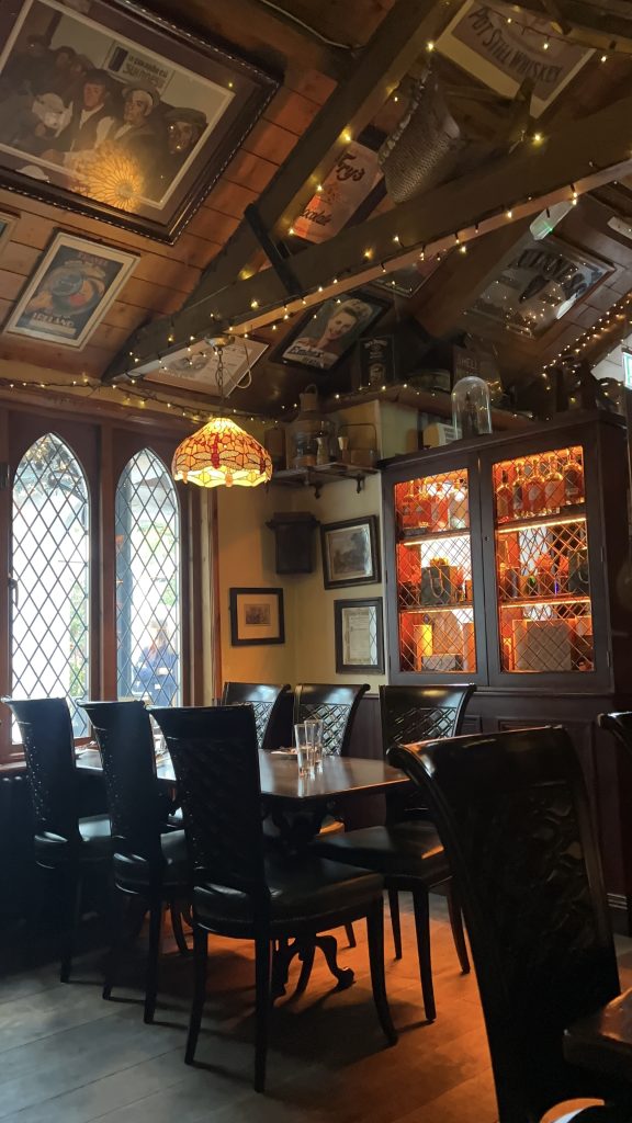 Table and chairs in a restaurant in Wicklow, Ireland.